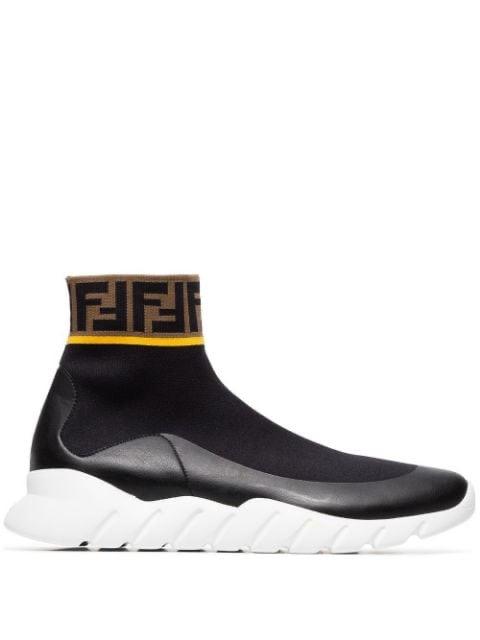 Fendi Logo hi-top stretch sock sneakers